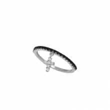 Λευκόχρυσο Κ14 σειρέ δαχτυλίδι σταυρουδάκι διπλής όψης