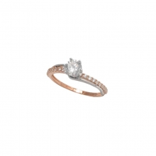 Γυναικείο μονόπετρο δαχτυλίδι σε ροζ χρυσό Κ14 με ζιργκόν