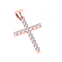 Γυναικείο σταυρός ροζ χρυσό Κ18 με μπριγιάν