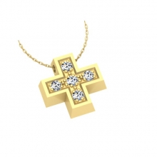 Γυναικείο σταυρός πολύπετρος σε κίτρινο χρυσό Κ18 με μπριγιάν (μήκος σταυρού χωρίς χαλκά 1,0 cm φάρδος σταυρού 1,0 cm)