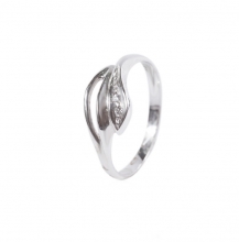 Γυναικείο δαχτυλίδι φύλλο σε λευκό χρυσό Κ14 με ζιργκόν