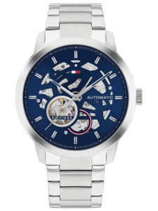 Aνδρικό ρολόι Tommy Hilfiger 1710661 Automatic από ανοξείδωτο ατσάλι με ασημί μπρασελέ.