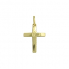 Χρυσός σταυρός λουστρέ χτιστικός σε κίτρινο χρυσό Κ14 διπλής όψης