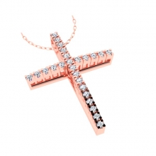 Γυναικείος σταυρός σε ροζ χρυσό Κ18 με μπριγιάν (μήκος σταυρού χωρίς χαλκά 2,0 cm φάρδος σταυρού 1,5 cm)