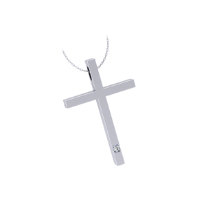 Γυναικείος σταυρός σε Λευκό χρυσό Κ18 με μπριγιάν
