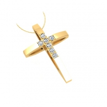 Γυναικείο κίτρινο χρυσό Κ18 με μπριγιάν (μήκος σταυρού χωρίς χαλκά 2,3 cm φάρδος σταυρού 1,3 cm)