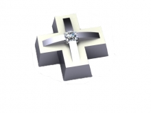 Γυναικείο σταυρός πολύπετρος σε λευκό χρυσό Κ18 με μπριγιάν (μήκος σταυρού χωρίς χαλκά 0,9 cm φάρδος σταυρού 0,9 cm)