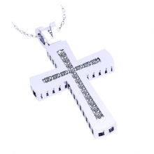 Γυναικείος σταυρός απο λευκό χρυσό Κ18 με μπριγιάν (μήκος σταυρού χωρίς χαλκά 2,3 cm φάρδος σταυρού 1,6 cm)