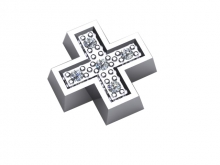 Γυναικείο σταυρός πολύπετρος σε λευκό χρυσό Κ18 με μπριγιάν (μήκος σταυρού χωρίς χαλκά 1,0 cm φάρδος σταυρού 1,0 cm)