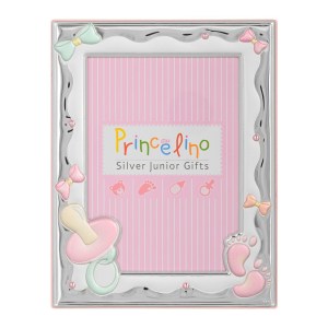 Παιδική πιπίλα-πατουσάκια για κορίτσι  ασημένια 925 princelino