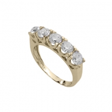Γυναικείο δαχτυλίδι  σε κίτρινο χρυσό Κ14 σειρέ με μεγάλες λευκές πέτρες ζιργόν