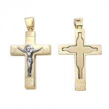 Βαπτιστικός Σταυρός ανδρικός χρυσός  Κ14 διπλής όψης