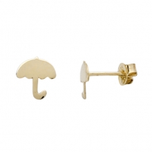 χρυσά σκουλαρίκια καρφωτά Κ9  ομπρέλα  λουστρέ