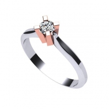 Γυναικείο δαχτυλίδι μονόπετρο δίχρωμο σε λευκό και ροζ χρυσό Κ18 μπριγιάν
