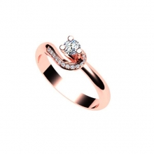 Γυναικείο δαχτυλίδι μονόπετρο σε ροζ χρυσό Κ18 με μπριγιάν
