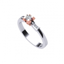 Γυναικείο δαχτυλίδι μονόπετρο δίχρωμο σε λευκό και ροζ χρυσό Κ18 με μπριγιάν