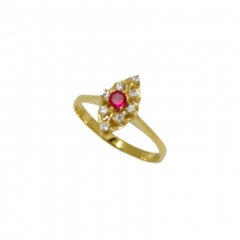 Γυναικείο δαχτυλίδι Ροζέτα Κ 14 με λευκά και κόκκινα ζιργκόν