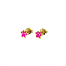Σκουλαρίκια καρφωτά Κ14 με ροζ σμάλτο 