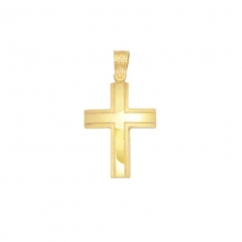 Βαπτιστικός Σταυρός λουστρέ σε κίτρινο χρυσό Κ14