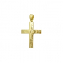 Βαπτιστικός Σταυρός ανδρικός σε κίτρινο χρυσό Κ14