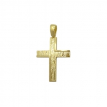 Βαπτιστικός Σταυρός ανδρικός σε κίτρινο χρυσό Κ14 με ανάγλυφη επιφάνεια