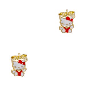 Σκουλαρίκια καρφωτά χρυσά Κ9 hello kitty