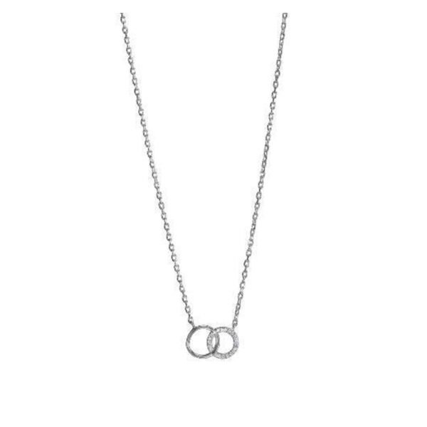Ασημένιο κολιέ δύο βέρες 925 Prince Silvero με λευκά ζιργκόν