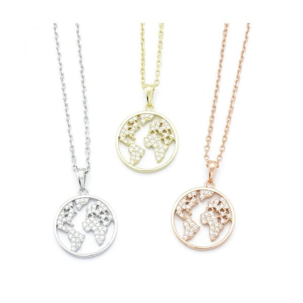 Ασημένιο κολιέ 925 Υδρόγειος