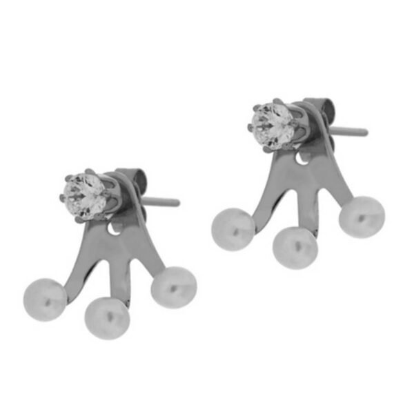 Σκουλαρίκια καρφωτά ασημένια με ζιργκόν και μαργαριταράκια