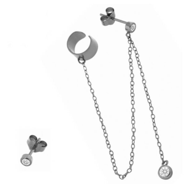 Σκουλαρίκια καρφωτά ασημένια με ζιργκόν