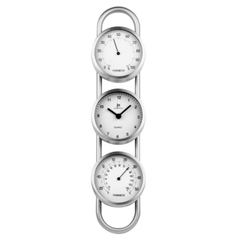 Αλουμινένιο Ρολόι Τοίχου JM14951 με Υγρόμετρο & Θερμόμετρο