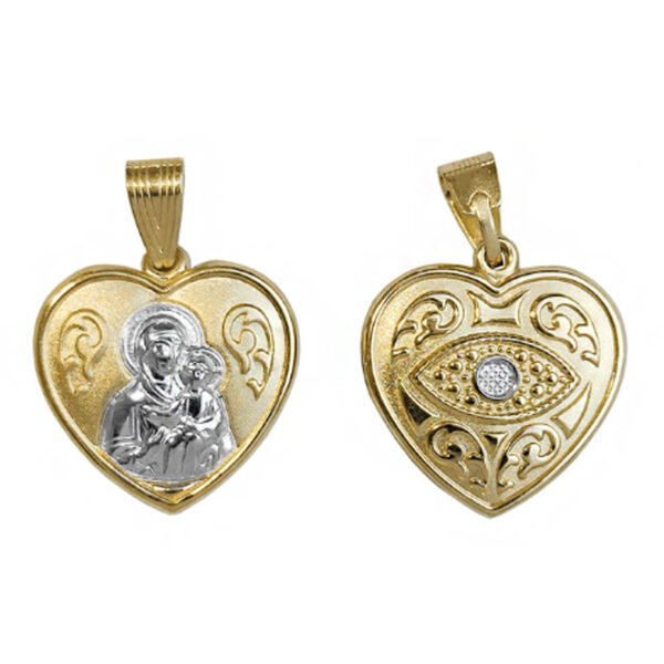 Μενταγιόν κ14 Παναγία καρδιά διπλής όψης