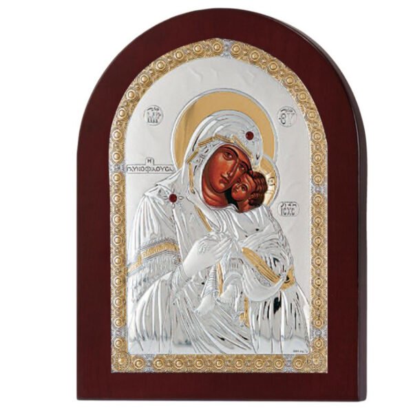 Ασημένια εικόνα Prince Silvero Παναγία γλυκοφιλούσα