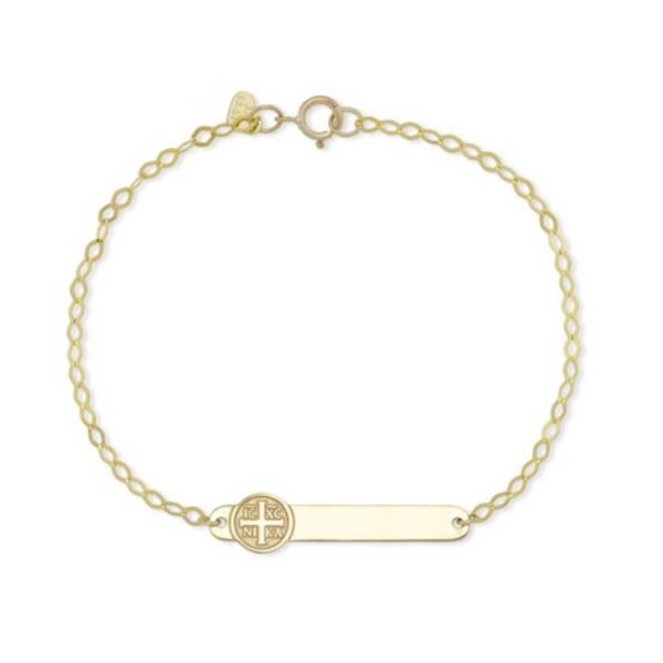 Παιδική ταυτότητα ασημένια επιχρυσωμένη με μάτι και κωνσταντινάτο