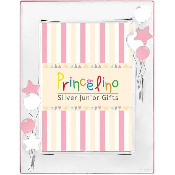 Παιδική κορνίζα αστεράκι μπαλόνια για κορίτσι ασημένια 925 princelino