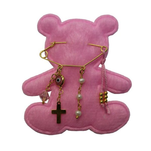 Παραμάνα από ασήμι 925 επιχρυσωμένο με σταυρό, ματάκι, μαργαριταράκια και πετρούλα