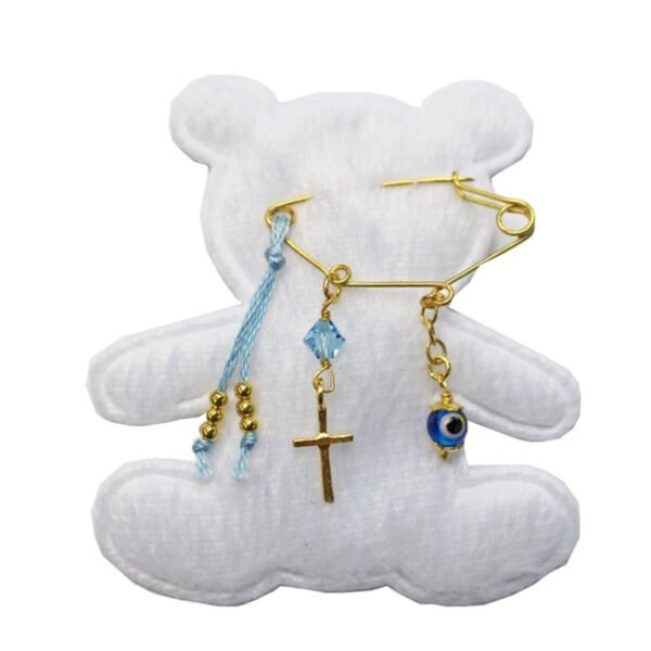 Παραμάνα από ασήμι 925 επιχρυσωμένο με σταυρό, και μπλέ ματάκι