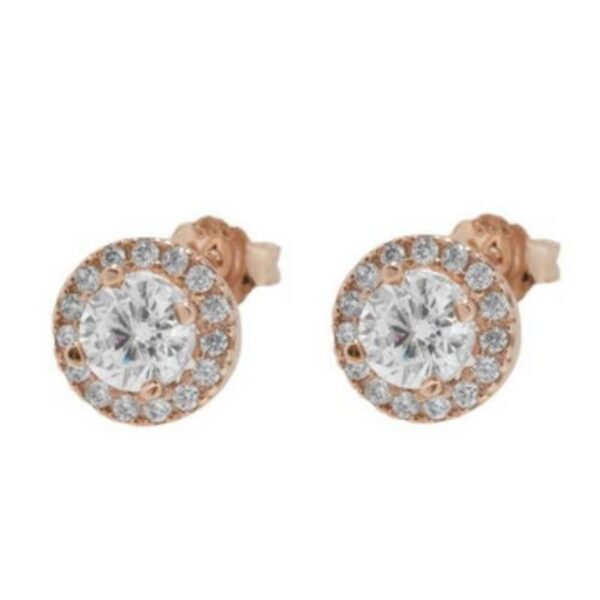 Ροζ χρυσά σκουλαρίκια καρφωτά Κ14