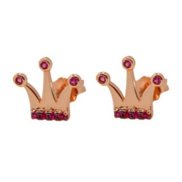 Ροζ χρυσά σκουλαρίκια καρφωτά Κ14