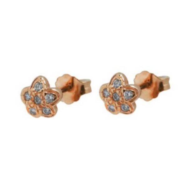 Ροζ χρυσά σκουλαρίκια καρφωτά Κ14