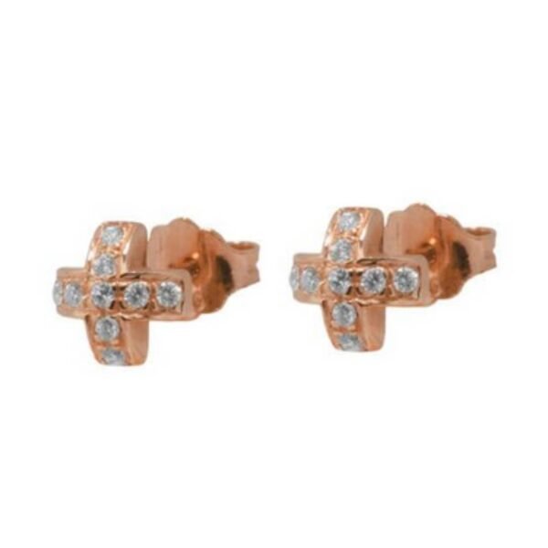 Ροζ χρυσά σκουλαρίκια καρφωτά Κ14