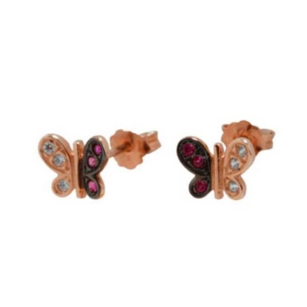 GK01330034 Σκουλαρίκια καρφωτά Κ14 ροζ χρυσός