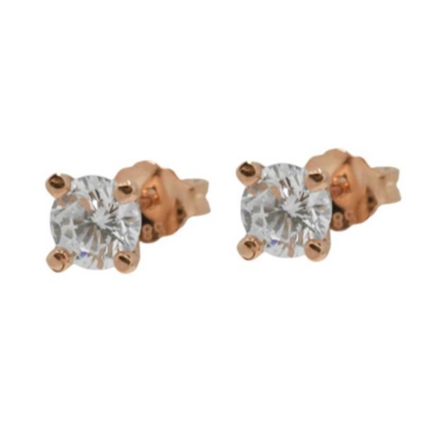 Ροζ χρυσά σκουλαρίκια καρφωτά