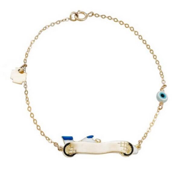 Ταυτότητα χρυσή Κ14 φόρμουλα με μπλε σμάλτο και μάτι φίλντισι