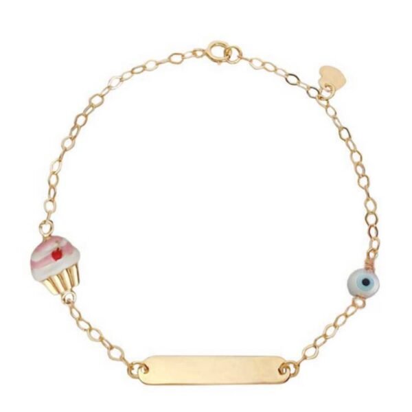 Χρυσή ταυτότητα κ14 cupcake με μάτι φίλντισι