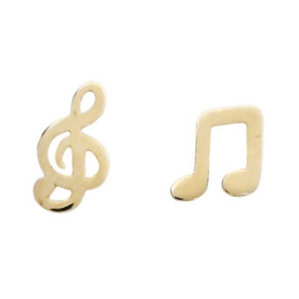 Xρυσά σκουλαρίκια καρφωτά Κ9 κλειδί του Σολ νότα λουστρέ