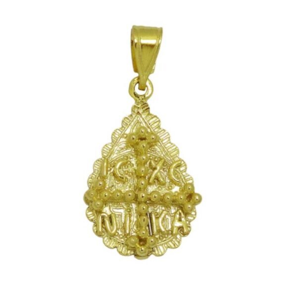 Μενταγιόν φυλακτό κωνσταντινάτο διπλής όψης χρυσός Κ14