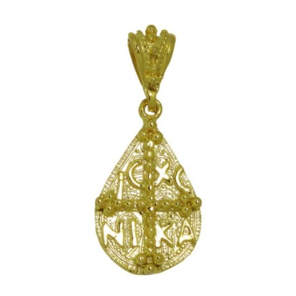 Μενταγιόν φυλακτό κωνσταντινάτο διπλής όψης χρυσός Κ14