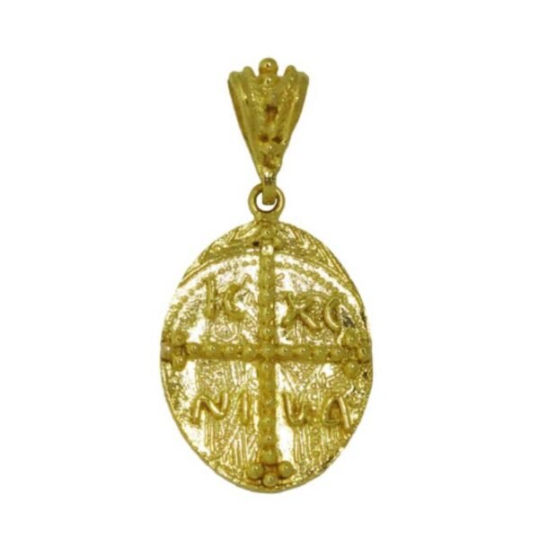 Μενταγιόν φυλακτό κωνσταντινάτο διπλής όψης χρυσός Κ14