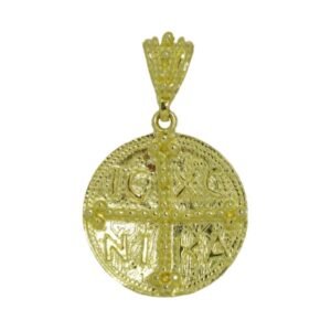 Μενταγιόν φυλακτό κωνσταντινάτο διπλής όψης χρυσός Κ14